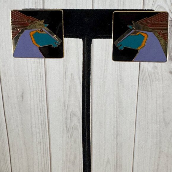 Rare Vintage Laurel Burch Equus Horse Drop Earrings - Picture 2 of 5